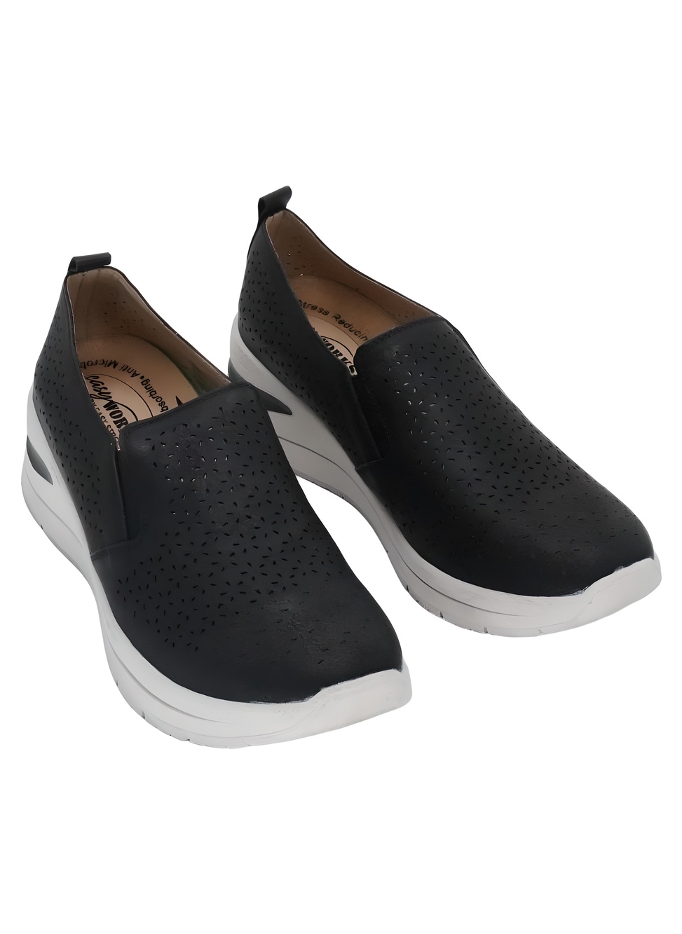Easy Works by Easy Street Black Perforated Slip On Sneakers Size 8.5M